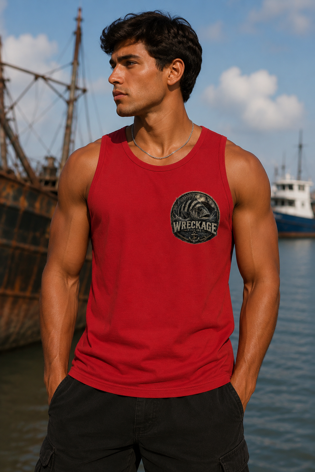WF Sheepshead Men's tank top red front.png