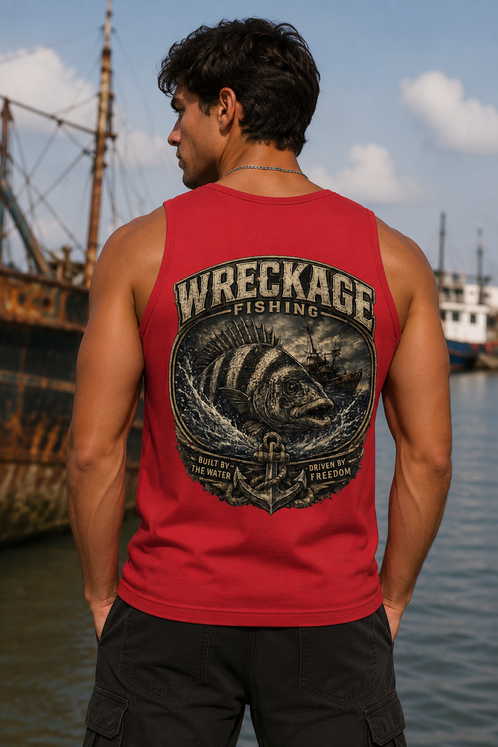 Wreckage Fishing Sheepshead Men's Tank Top