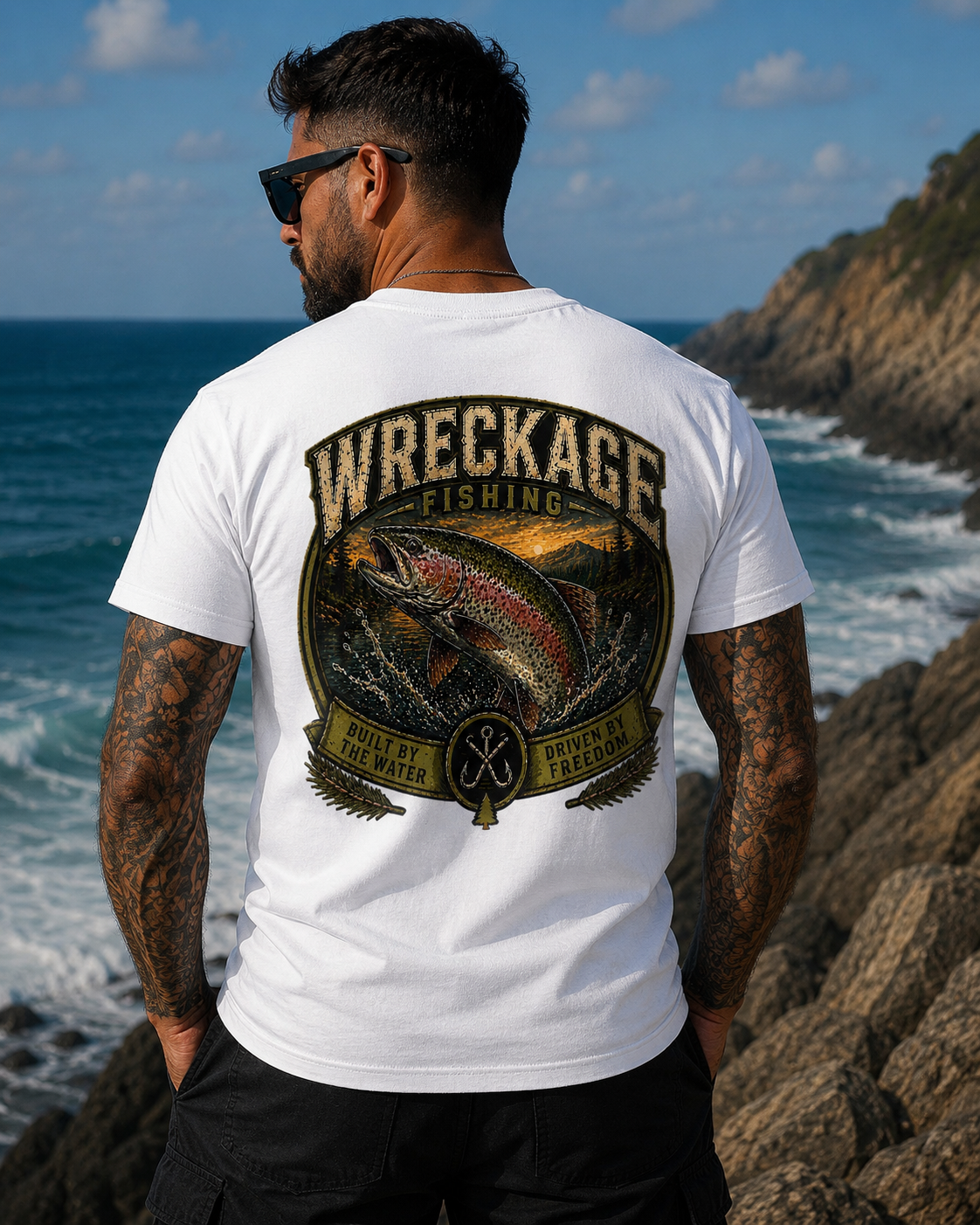 WF Rainbow Trout Tshirt white Back.png