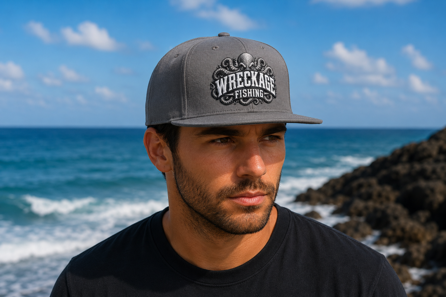 WF Octopus Flat Bill Hat gray side.png