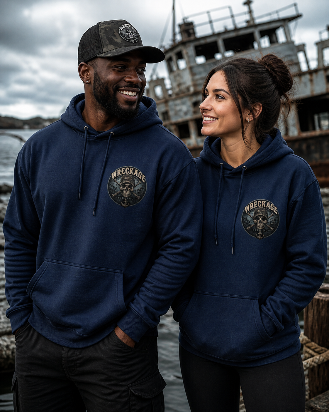 WF Skull and Wreckage hoodie navy front.png