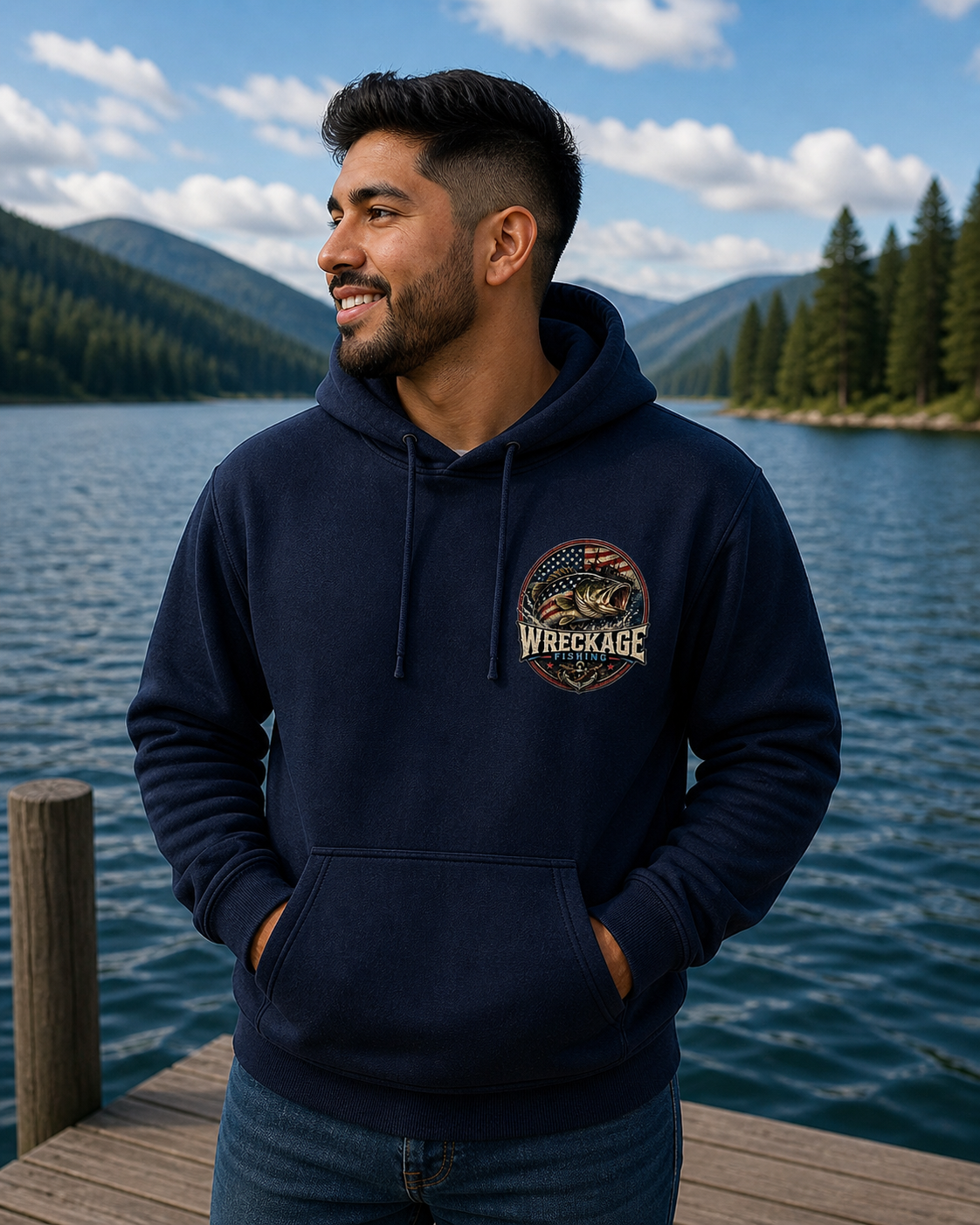 WF Patriotic Bass hoodie navy front.png