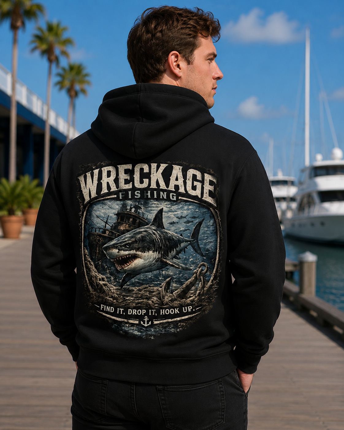 Wreckage Fishing Shark Hoodie
