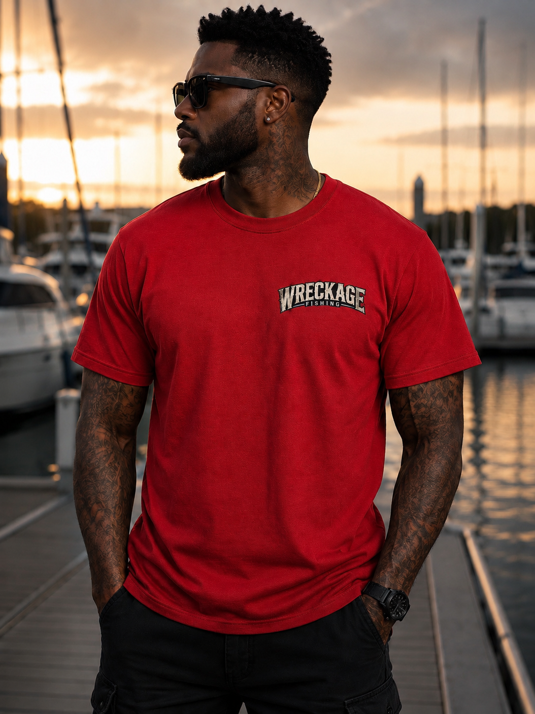 WF Shark Tshirt New Black red front.png