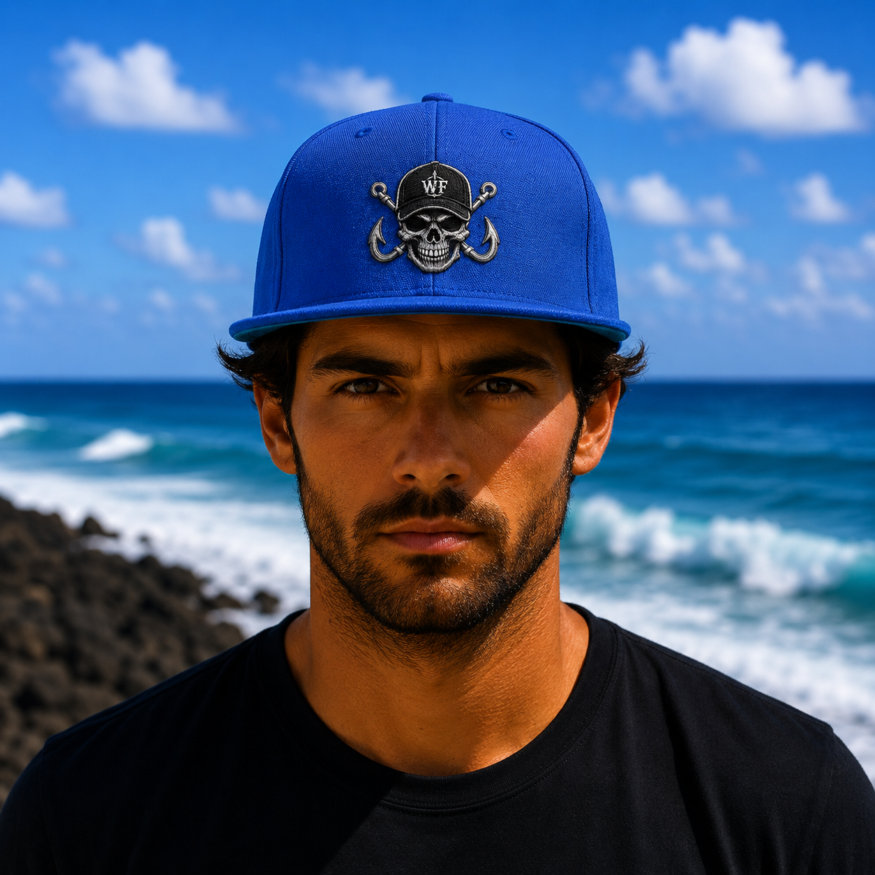 WF WF Skull Flat Bill Hat royal Front.png
