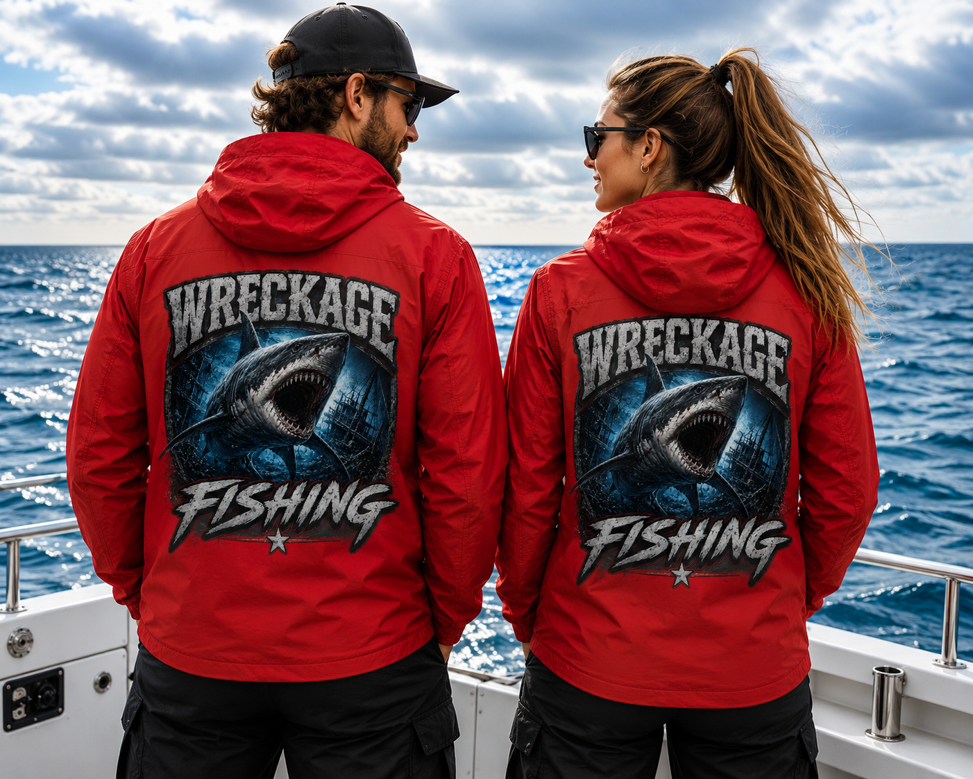 Wreckage Fishing Shark Full-Zip Windbreaker Jacket