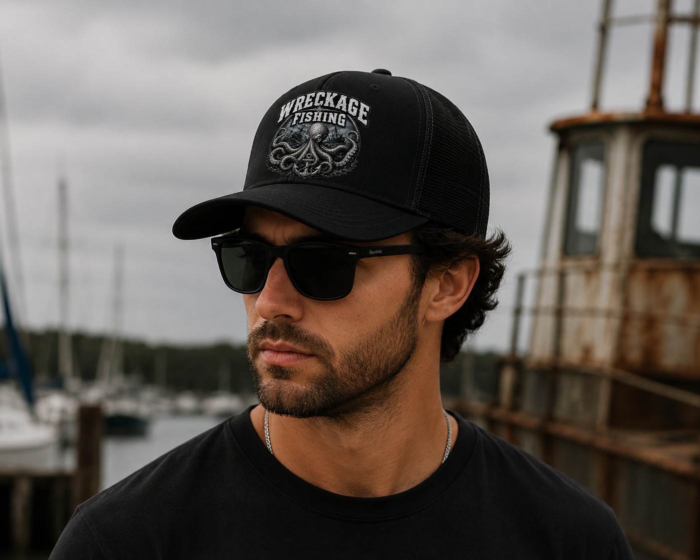 Wf Octopus Trucker hat Black:black side.png