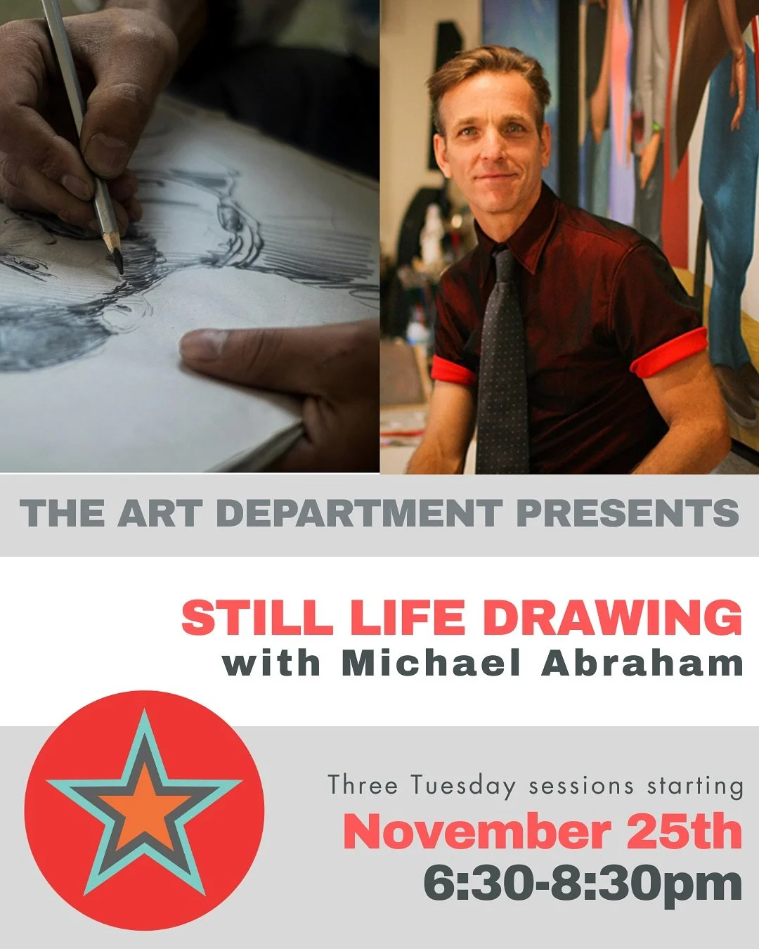 Still Life Drawing with our fantastic instructor - Michael Abraham! Three sessions starting Nov 25th at 6:30pm. All materials are provided. Sign up on our website under Classes/Drawing (link in bio) #art #artstudio #tsawwassen #drawing #TAD