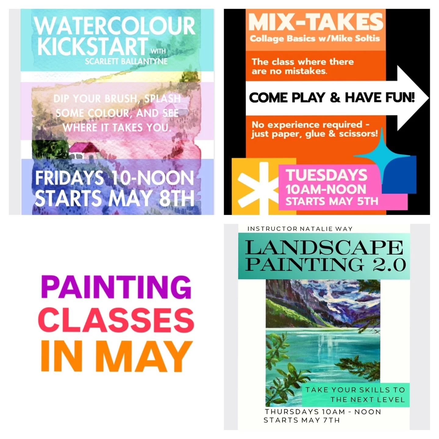 Your creative options for Spring!! Finally sign up for that painting class you keep meaning to do. You&rsquo;ll have fun, learn some things, get inspired and meet some other cool people. Visit our website for more details - link in bio.