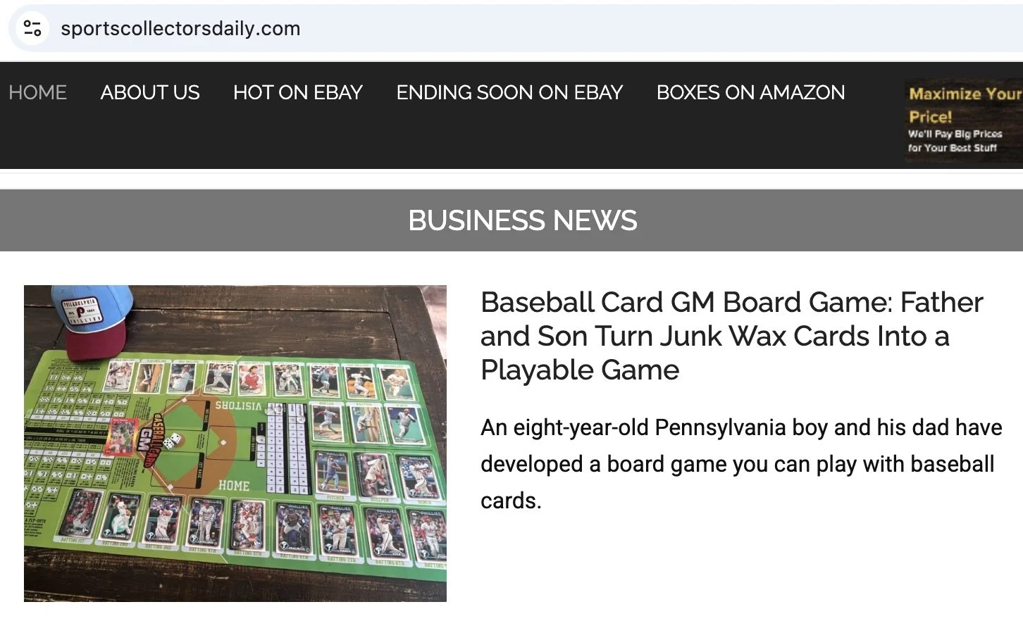 Most innovative board game created by a child