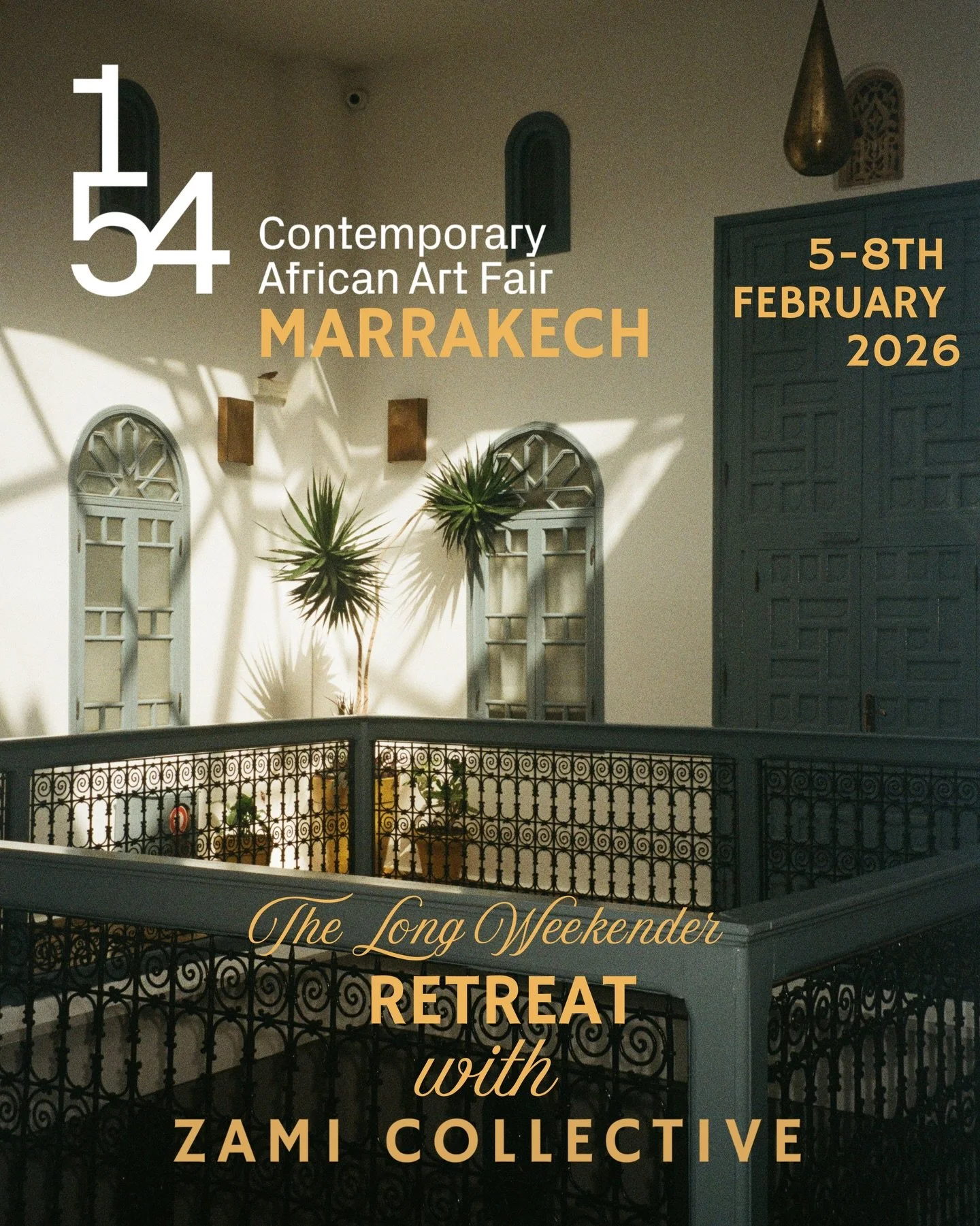 Muse over contemporary African art and savour the sunsets sweeping the Medina skyline with a Moroccan mint tea in hand. Join us in Morocco. 

For those seeking the winter warmth of Marrakech, join Zami Collective from the 5th to 8th February 2026, 4 