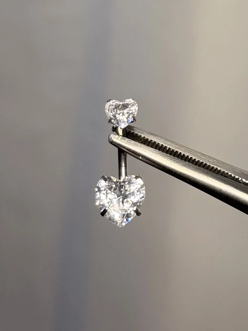 Clear navel jewelry piercing upgrade double heart jewel