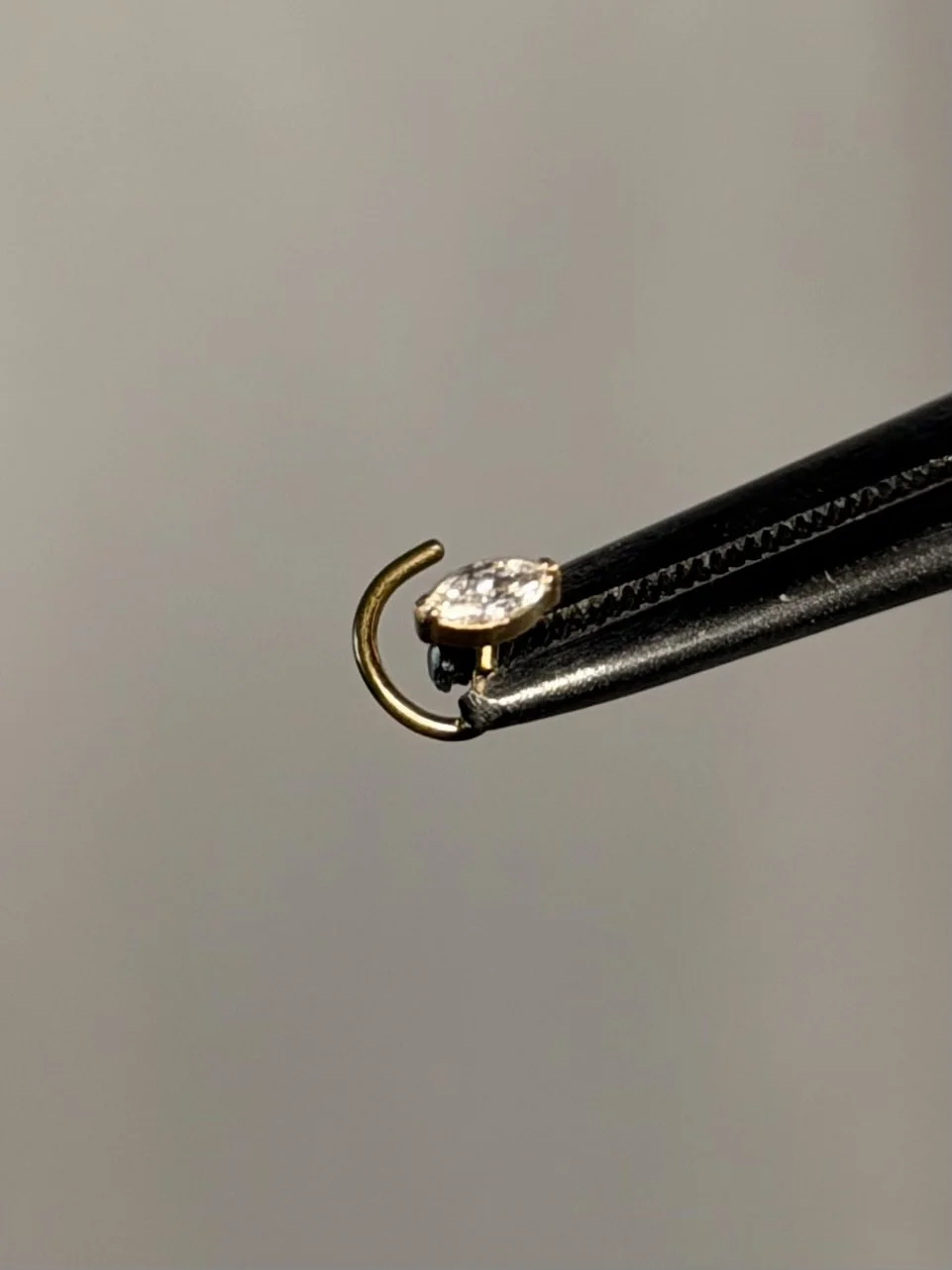 Implant grade Titanium marquise gold nose stud corkscrew