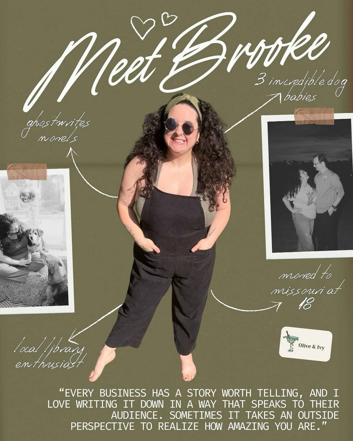 Hi, I&rsquo;m Brooke! 
The other half of Olive &amp; Ivy&mdash;equal parts strategist, storyteller, and soft place to land.

I come from a background in early childhood education and family advocacy, which shaped the way I show up in business: with e