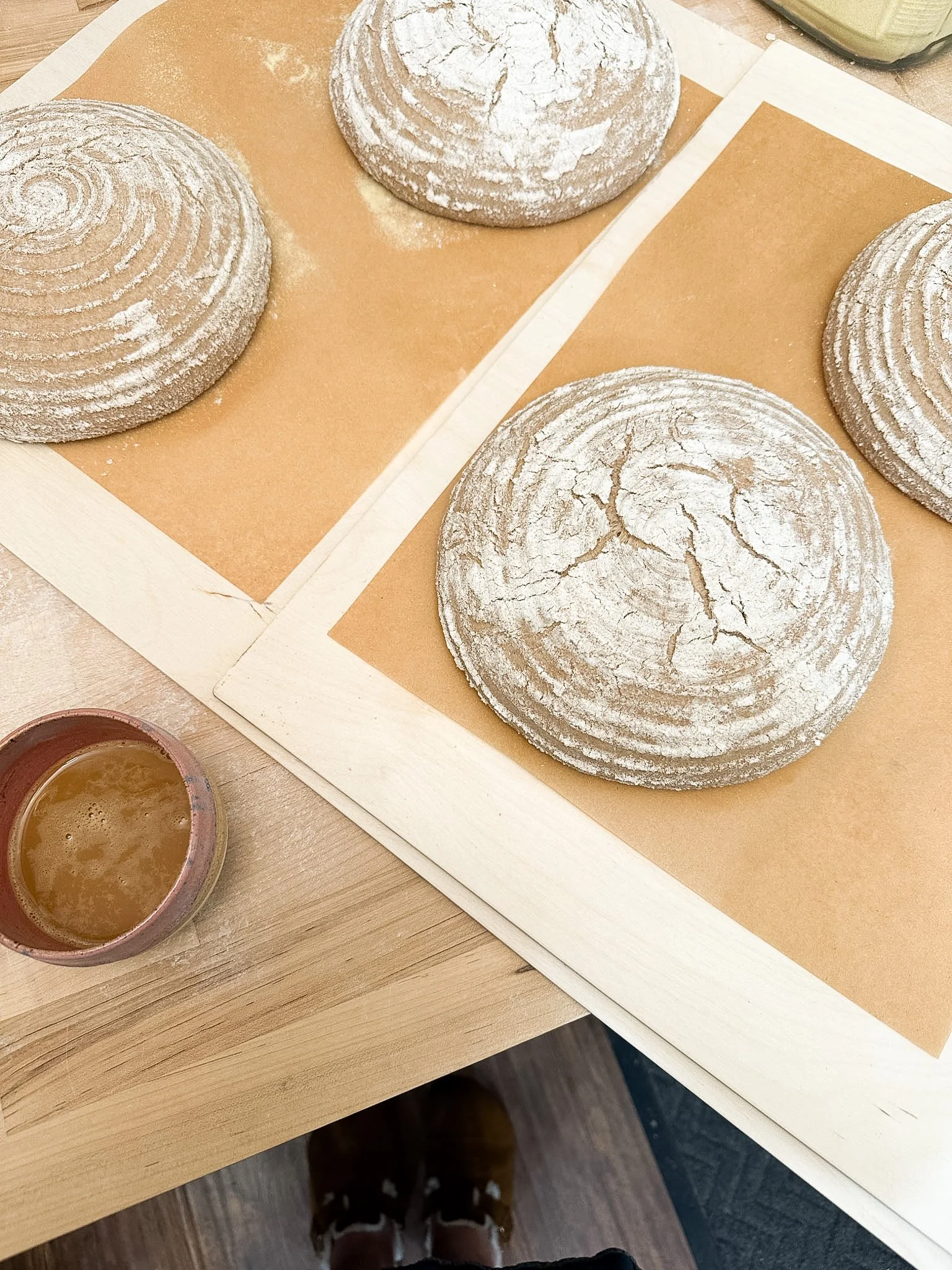 Dinkelbrot, spelt sourdough, just before being baked