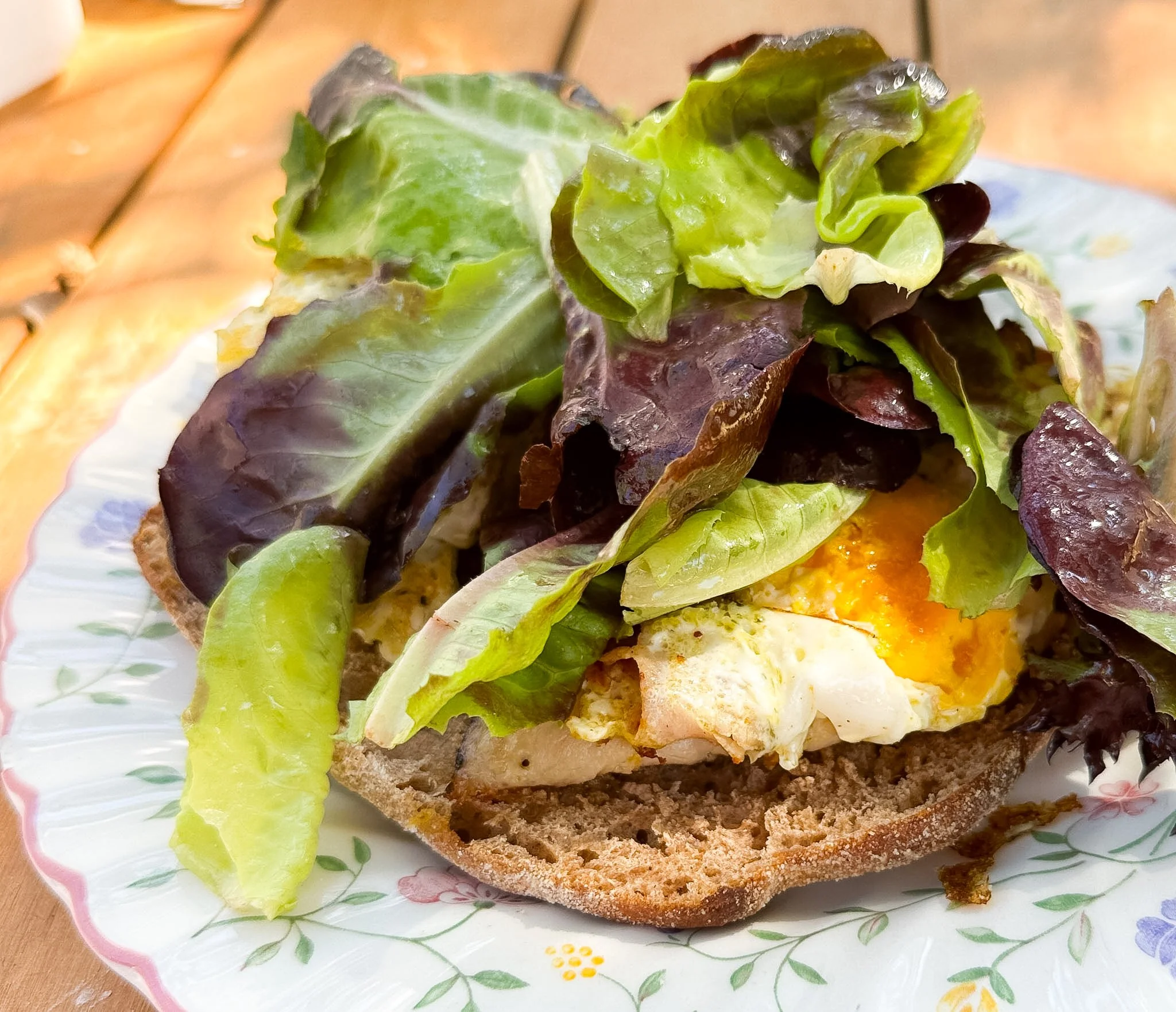 Open-faced fried egg sandwich on Brot Blyme Spelt Sourdough batard