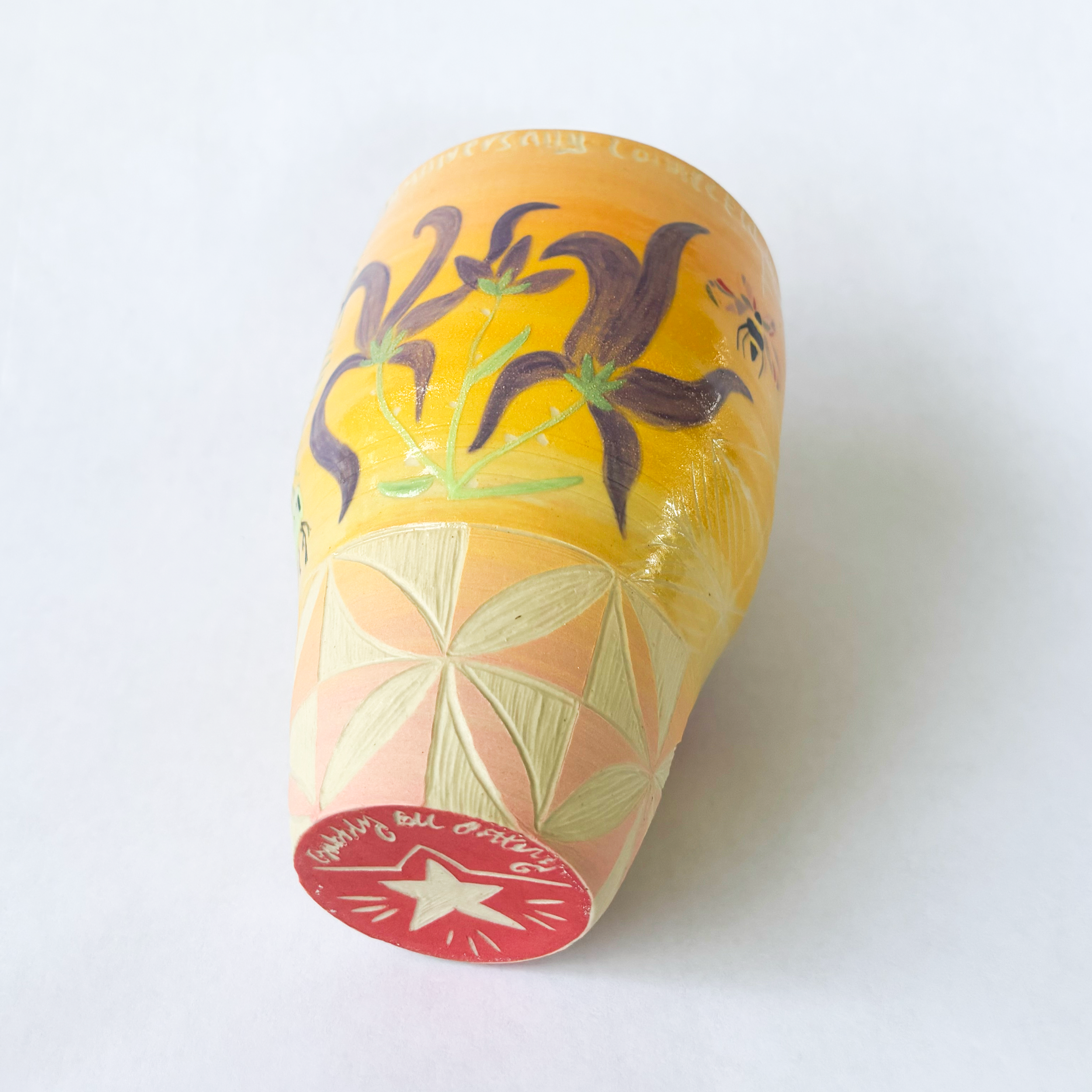 13 oz Hand Painted Ceramic Tumbler