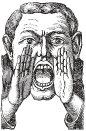 Silhouette of a woman with long hair and an expression of surprise or shock
