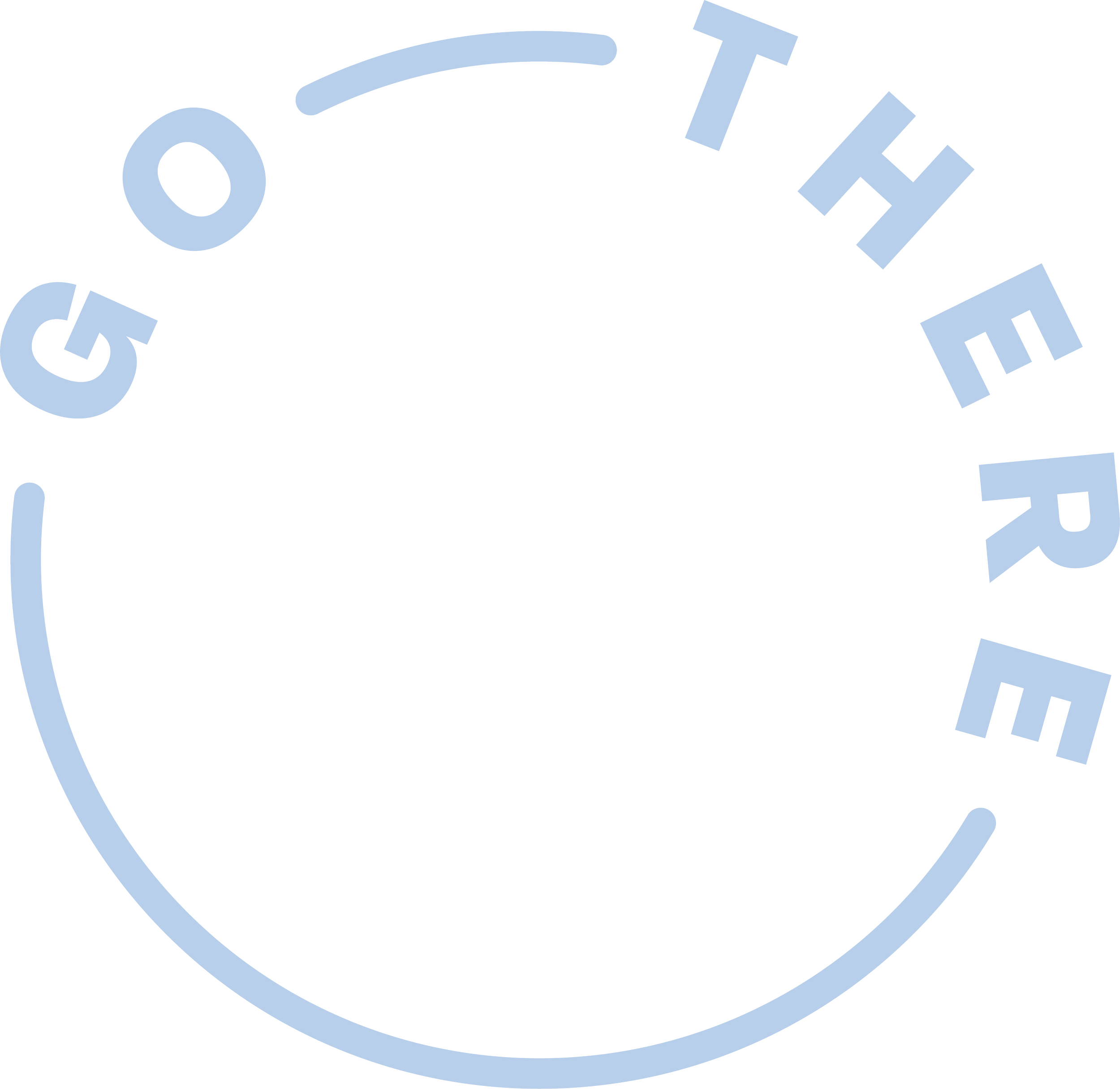 A logo with the words 'GO THE FRE' arranged in a circle with a curved arrow at the top.