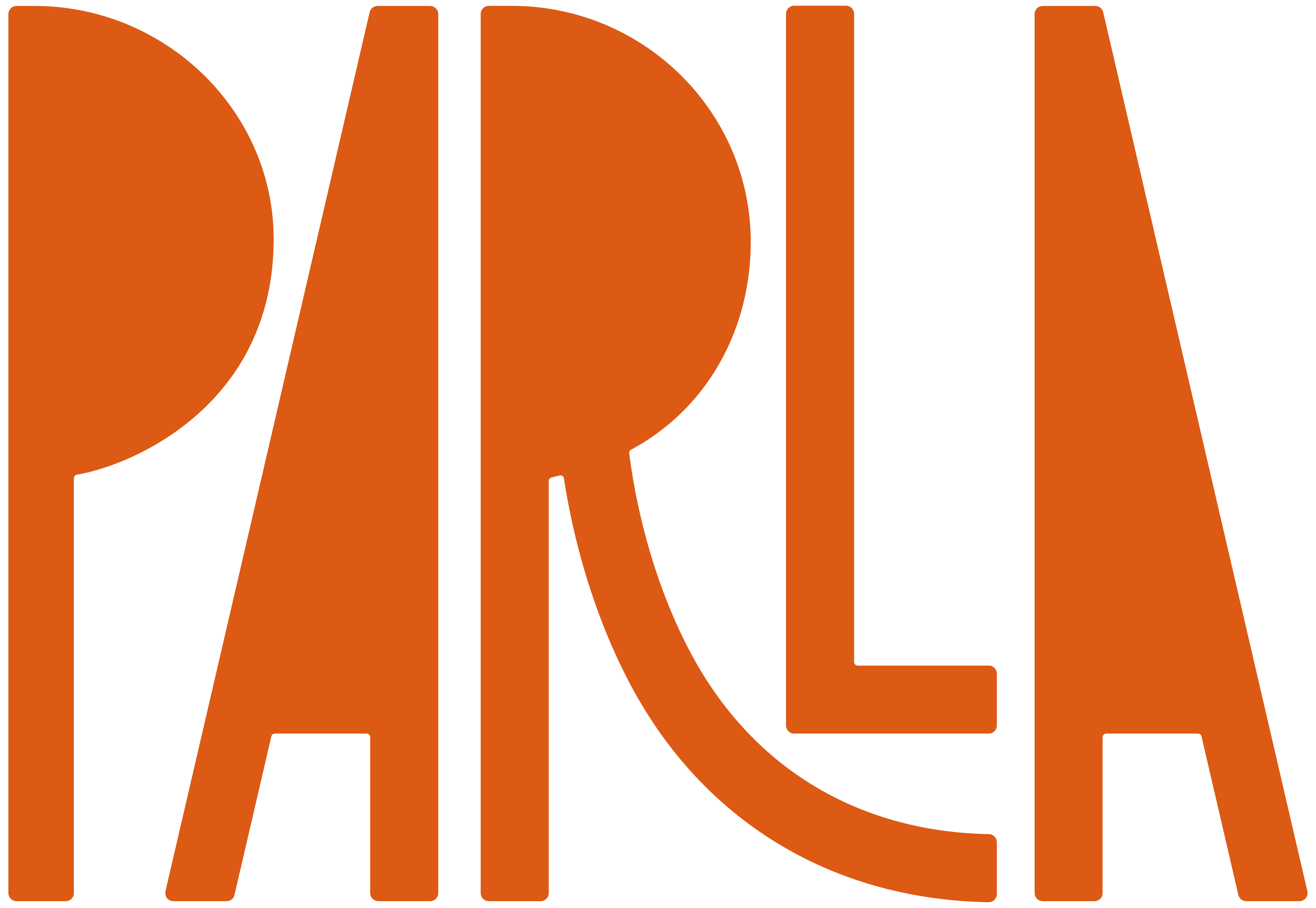 The image shows the word 'PARIA' in large, stylized orange letters on a black background.