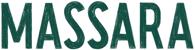 Text that reads 'MASSARA' in green uppercase letters