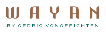 Text graphic displaying 'WAYAN' in large brown letters with smaller teal text 'BY CEDRIC VONGERICHTEN' beneath it.