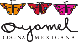 Logo of Agave Mundo COCINA MEXICANA featuring three colorful butterfly illustrations above the text.