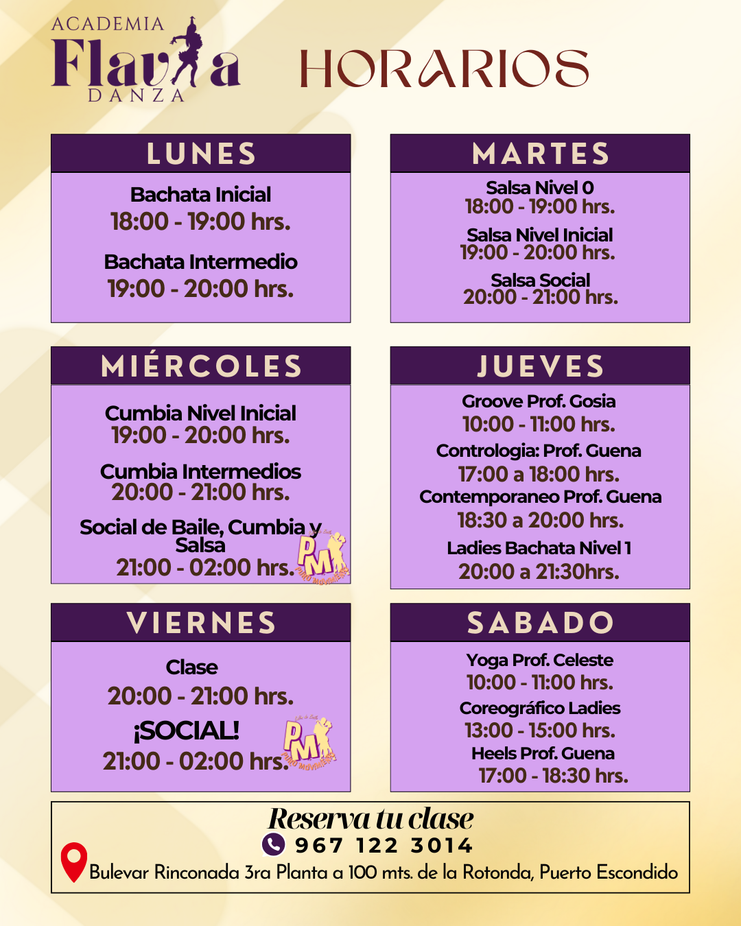 Días y horarios de clases