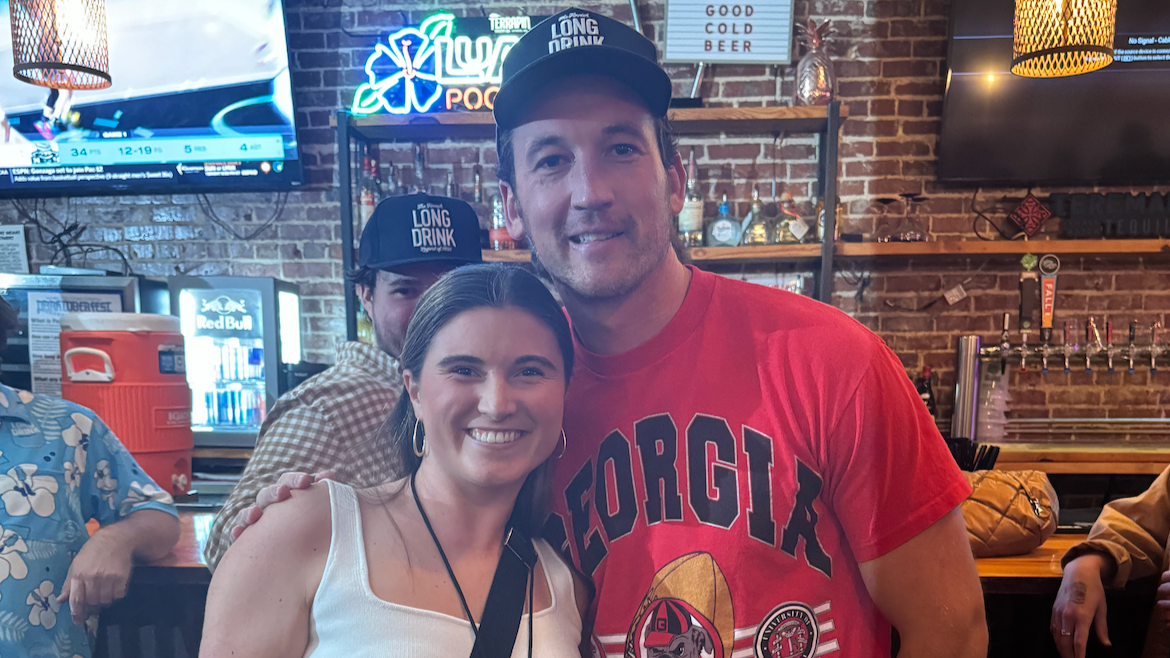 On assignment at a Long Drink event featuring Miles Teller, providing video coverage for editorial reporting.