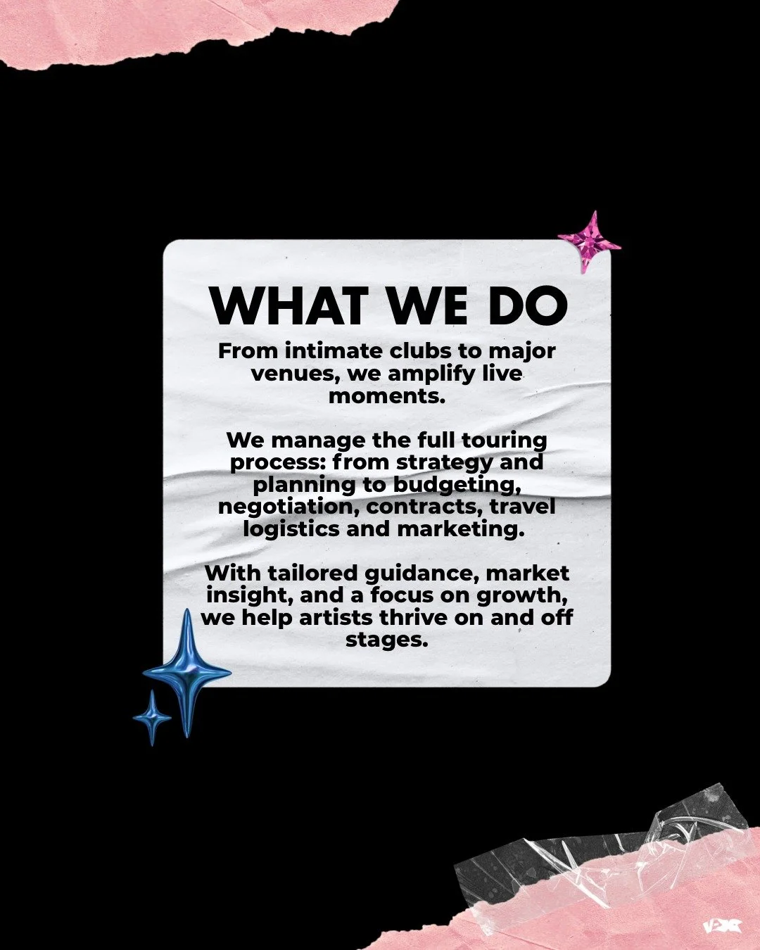 🔧 VISIONARY MANAGEMENT

We build careers with structure, strategy, and soul.
From setting goals to building a dream team &mdash; we&rsquo;ve got your back.

🤝 Looking for a crew that truly gets your project? You just found it.

#VORTXCrew #ArtistMa