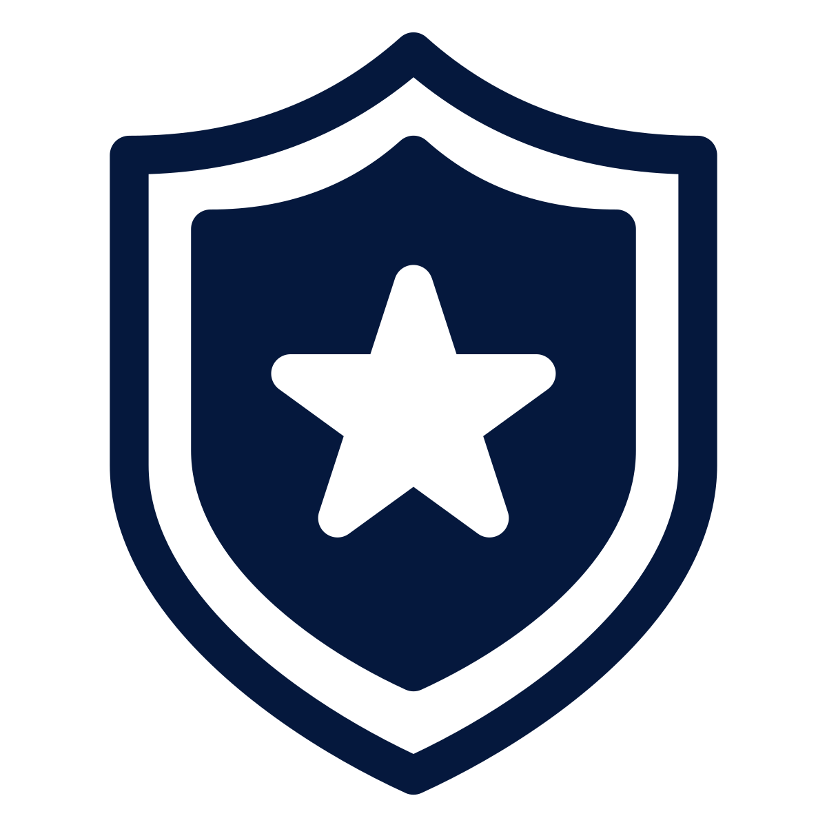 Icon of a shield with a star in the center, symbolizing security or protection.