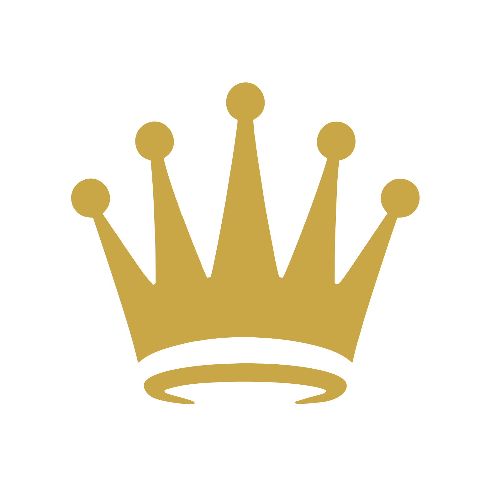 A golden crown with five rounded points.