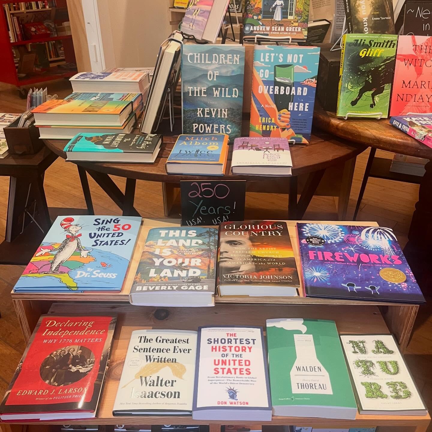 Happy July 4th! We are open until 3 pm today. Regular hours tomorrow and the rest of the summer.  Come on in, enjoy our AC, peruse our books and gifts!
