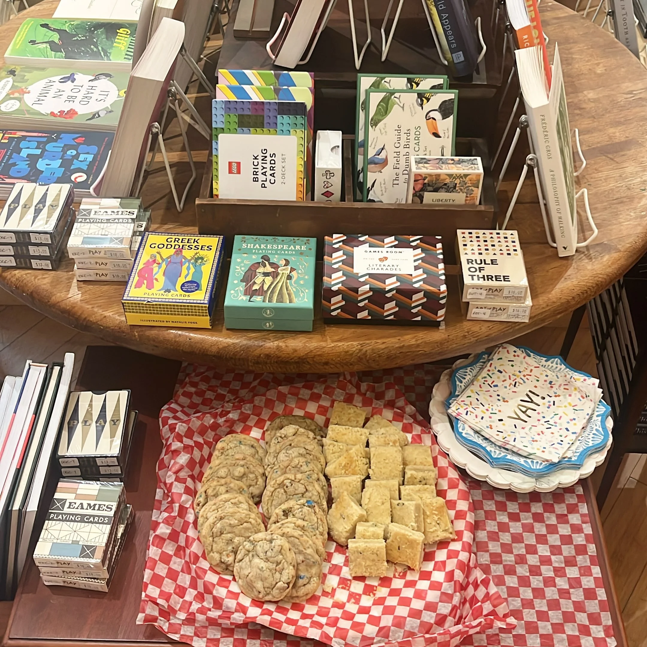 Today is the day! Come celebrate our one-year anniversary, eat a treat, enter a raffle, buy a book/get a free book! Thank you!