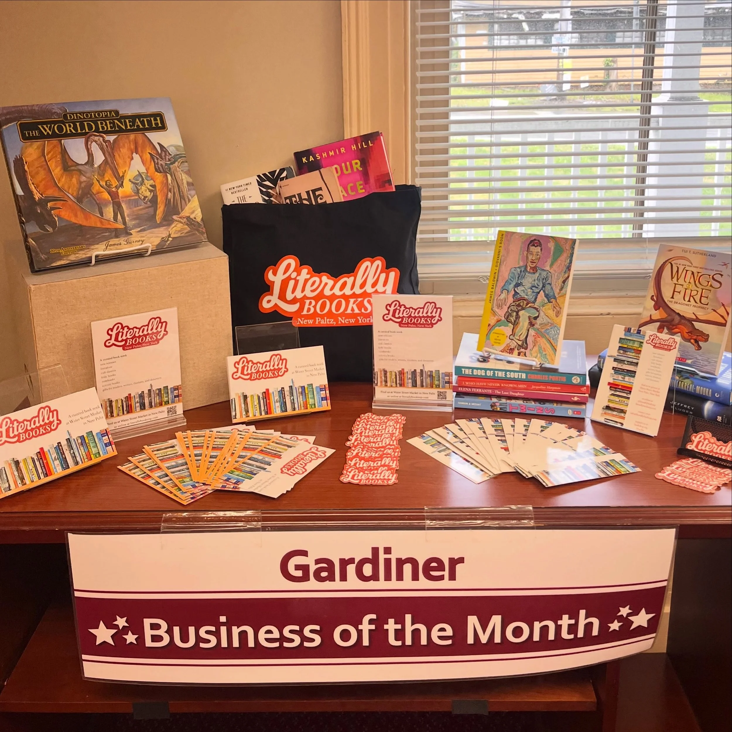 If you find yourself in @ulstersavings in Gardiner, stop by our display! Pick up some Literally bookmarks, stickers, and postcards . Thank you @ulstersavings for inviting us to be business of the month! We will be there through August.