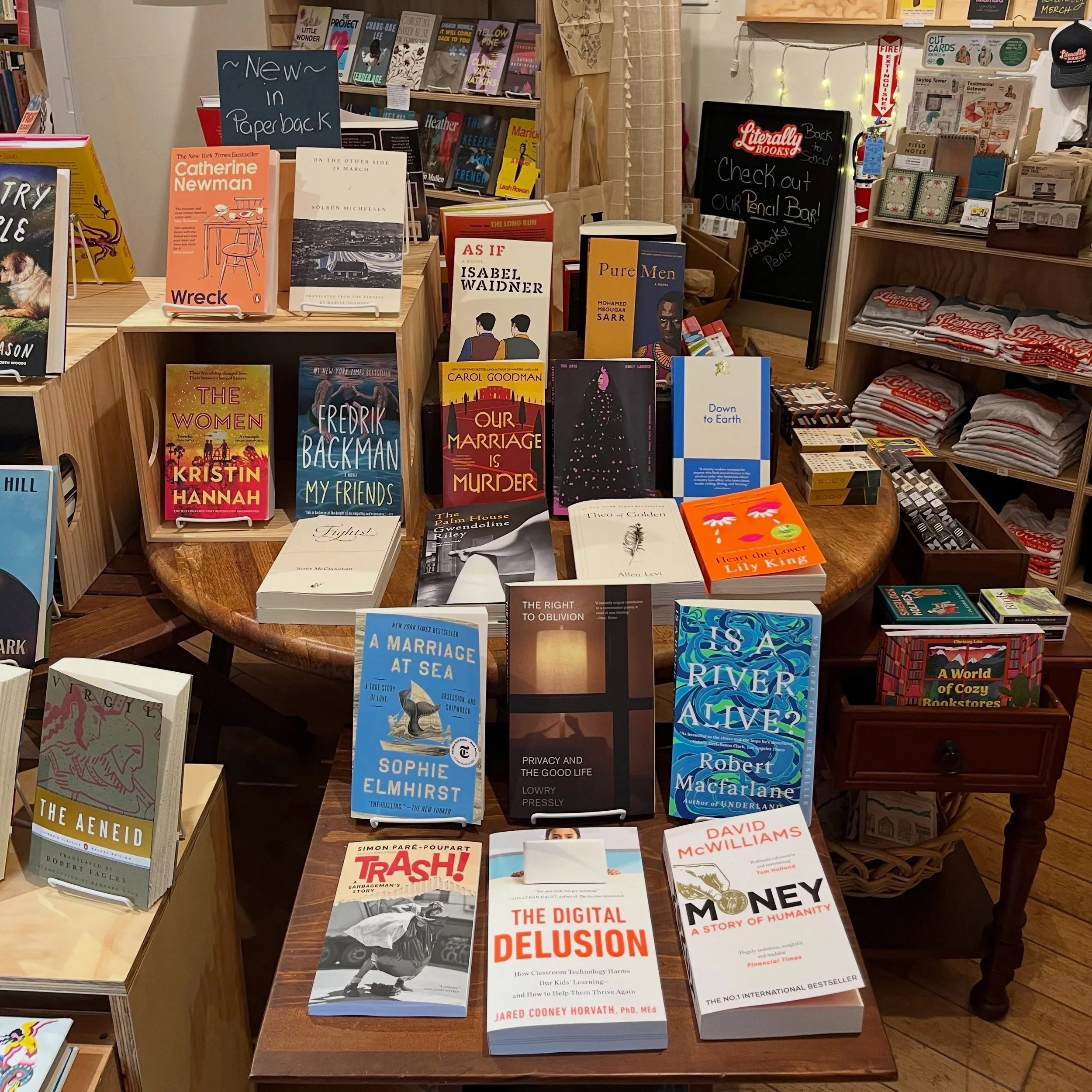 Some new paperbacks on this rainy day! Open every day 11-5.