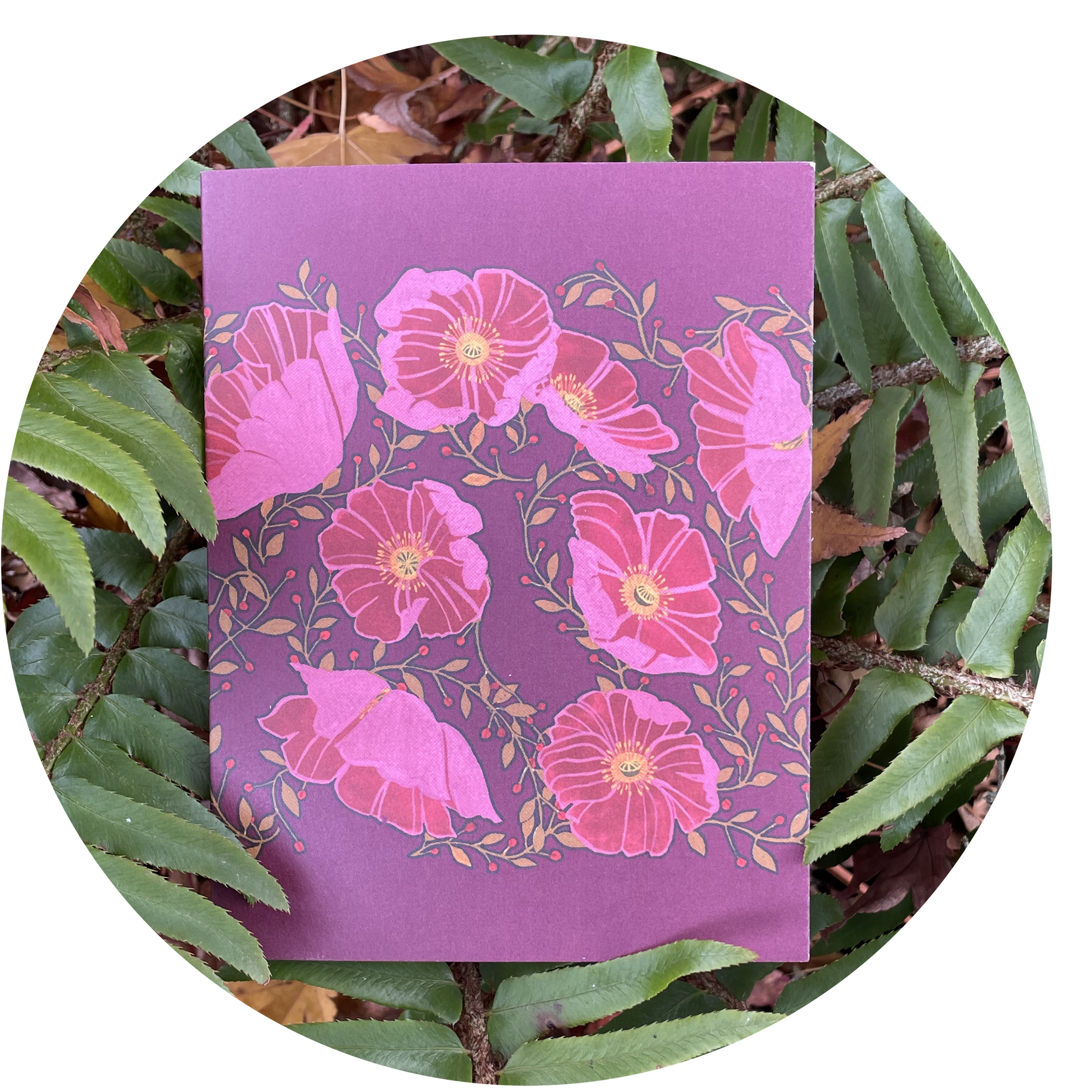 Poppies on Purple notecard