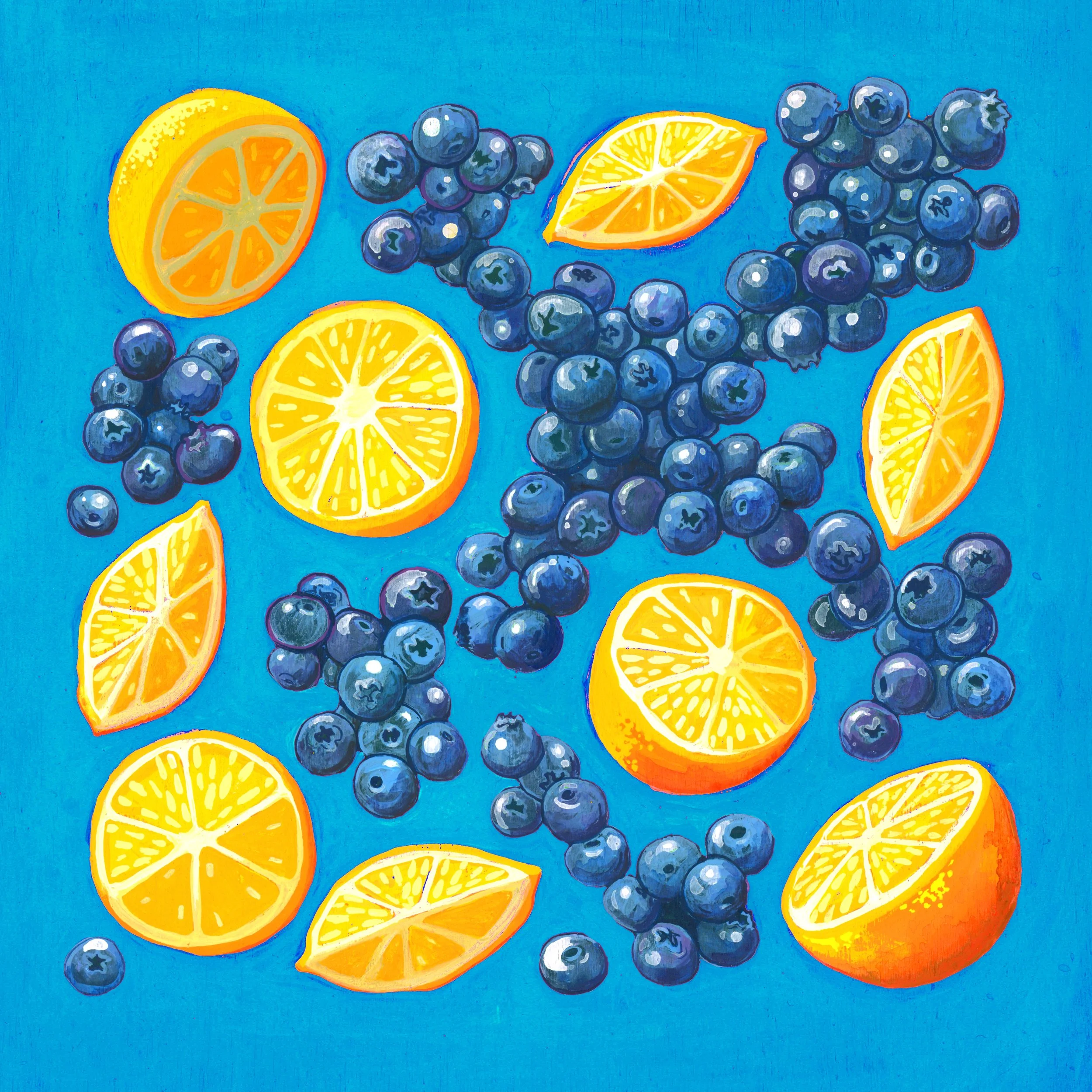 Lemon Blueberry 8" x 8" Signed Print