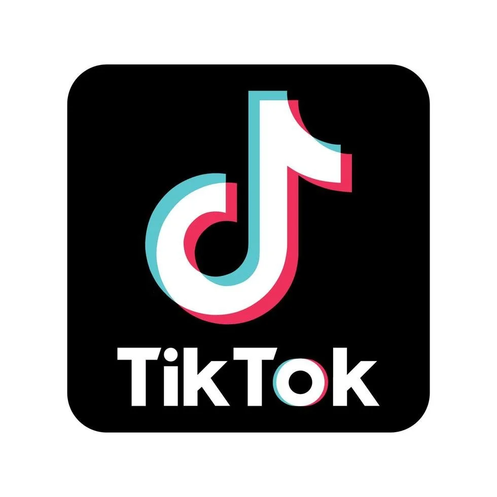 TikTok logo featuring stylized musical note on black background