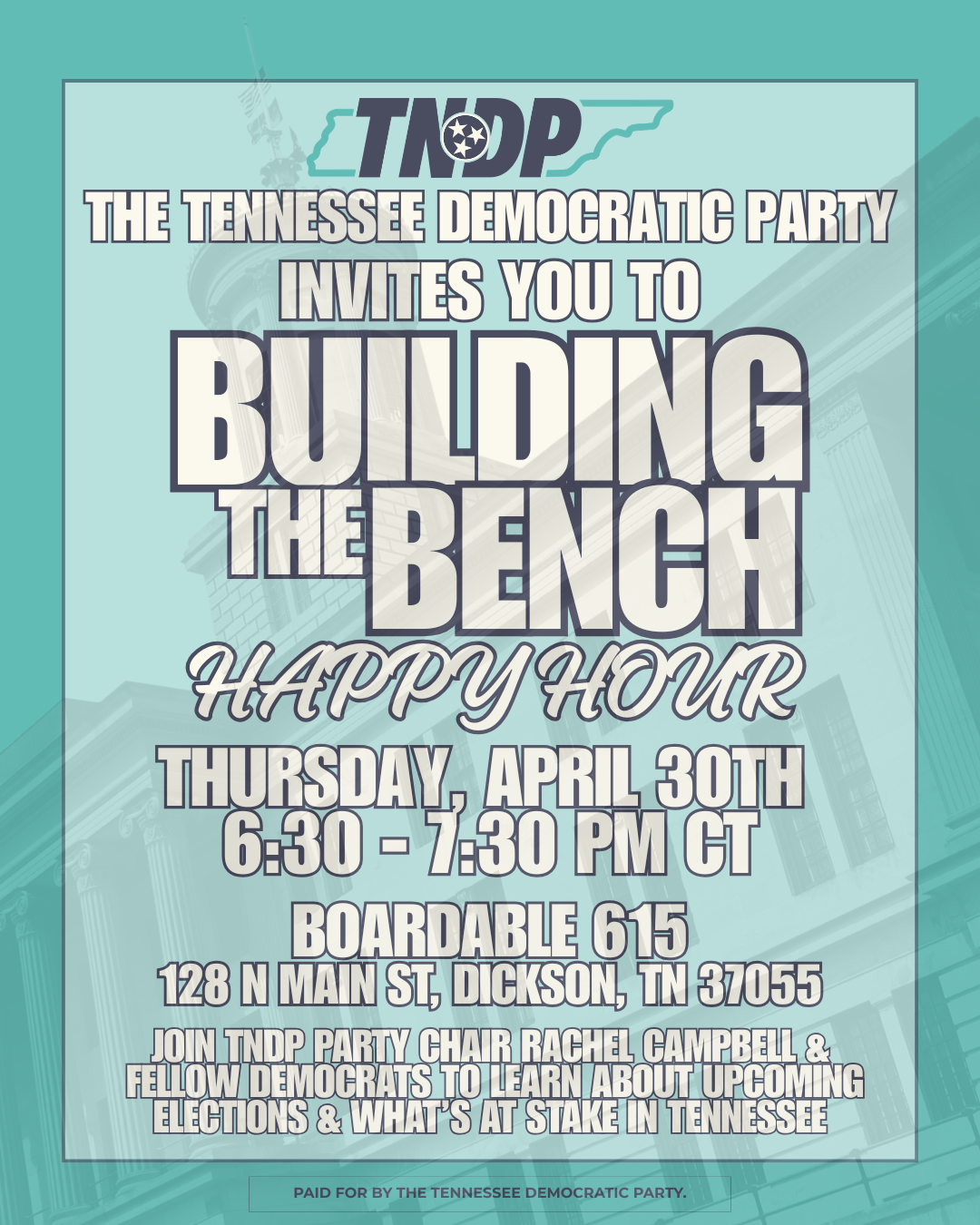 Building the Bench Happy Hour 