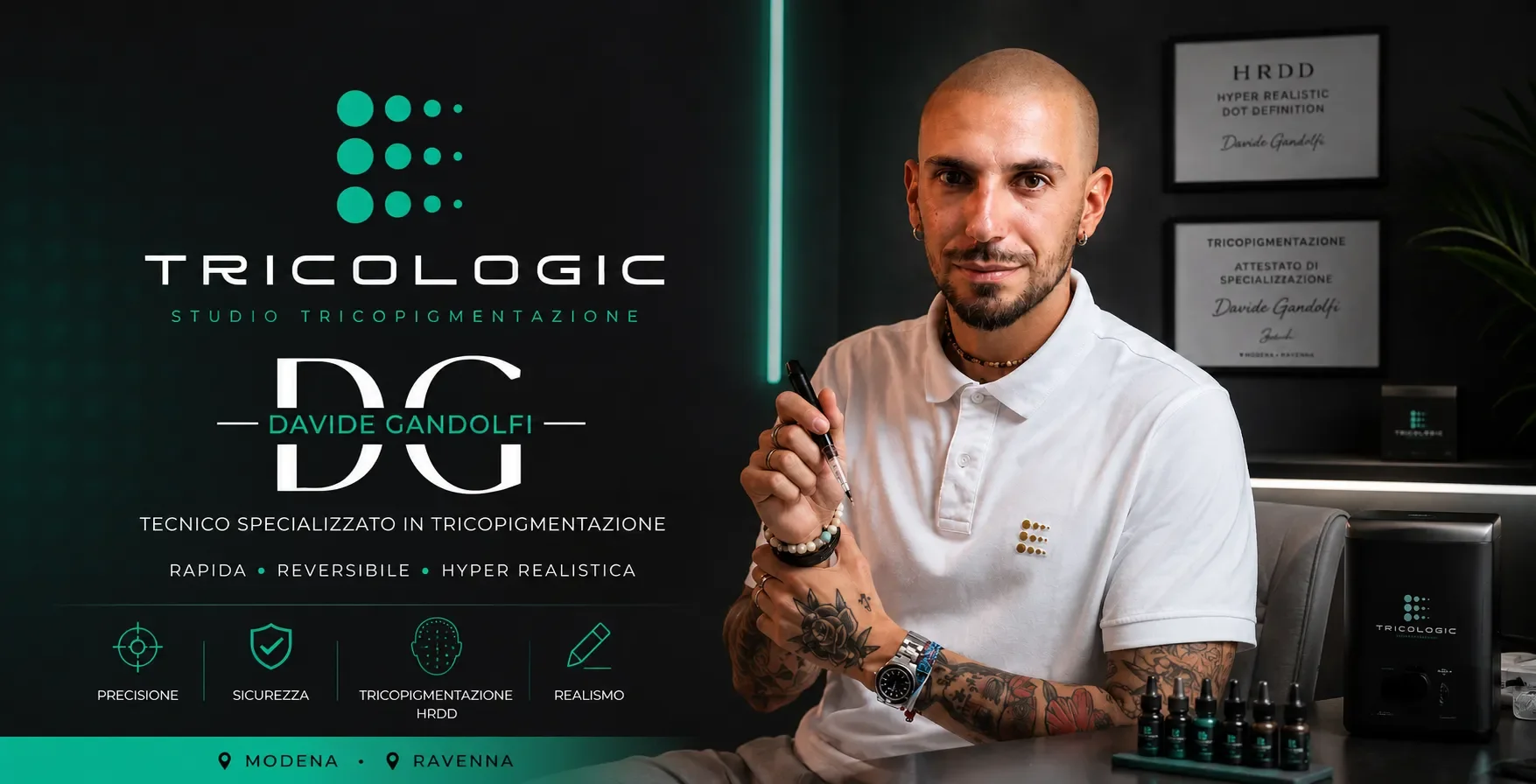 Chi è Davide Gandolfi: Tricopigmentazione HRDD, Estetica Visiva e Identità di Brand