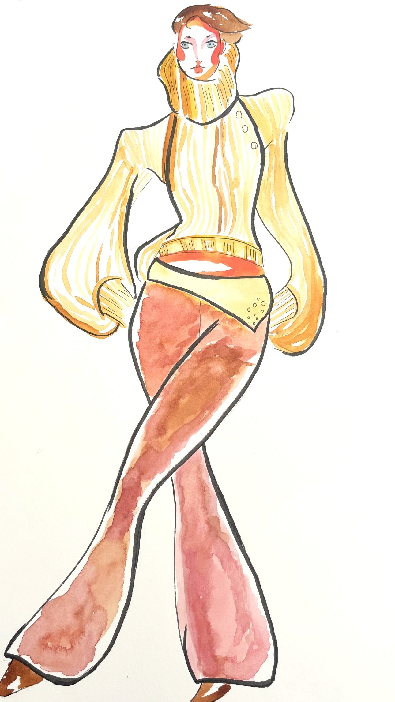 American Boho Look No. III - Ink and Watercolor 2023