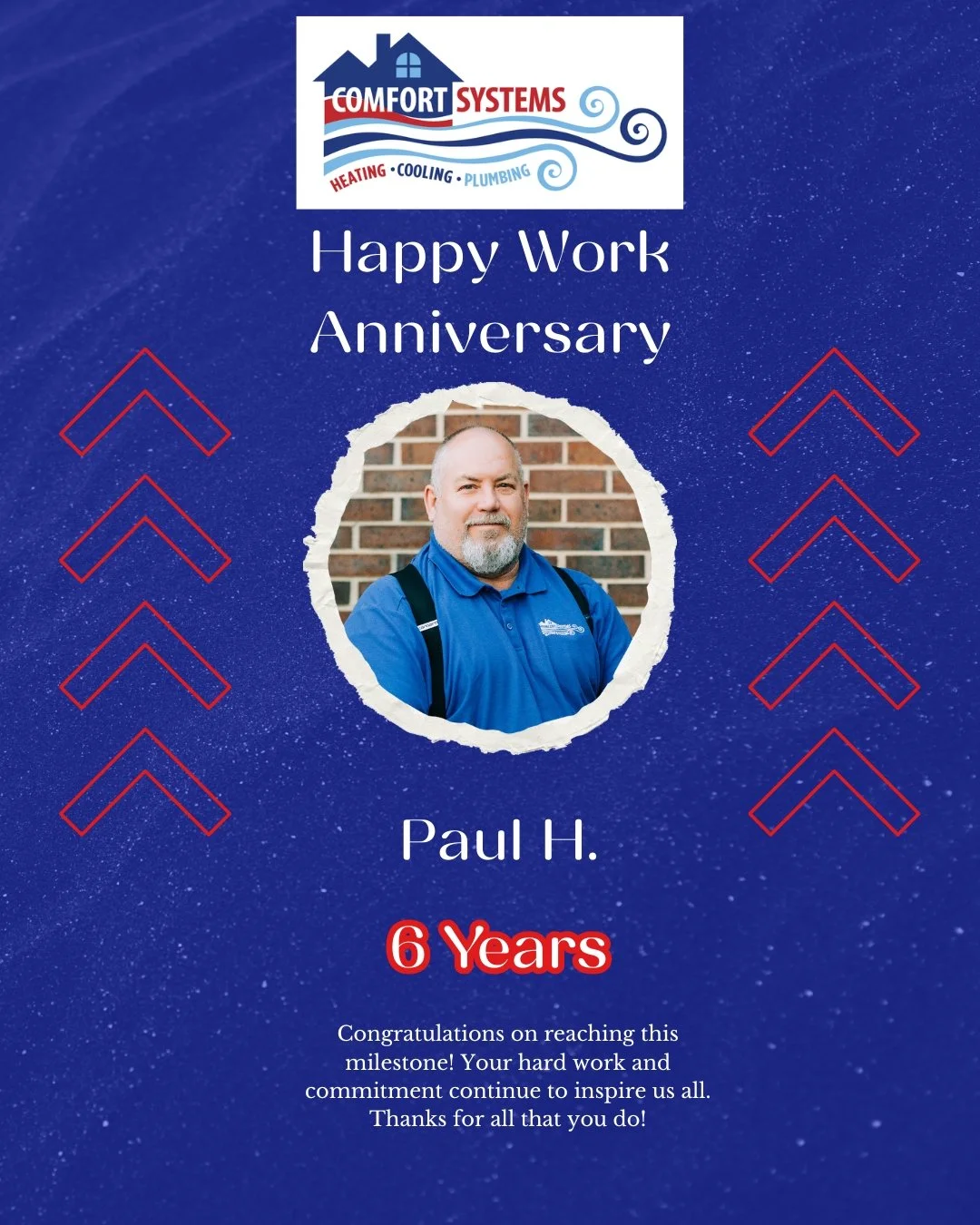 Happy Work Anniversary to Paul and Steve! 🎊
Thank you both for your commitment, teamwork, and all you do for Comfort Systems every day! ✨