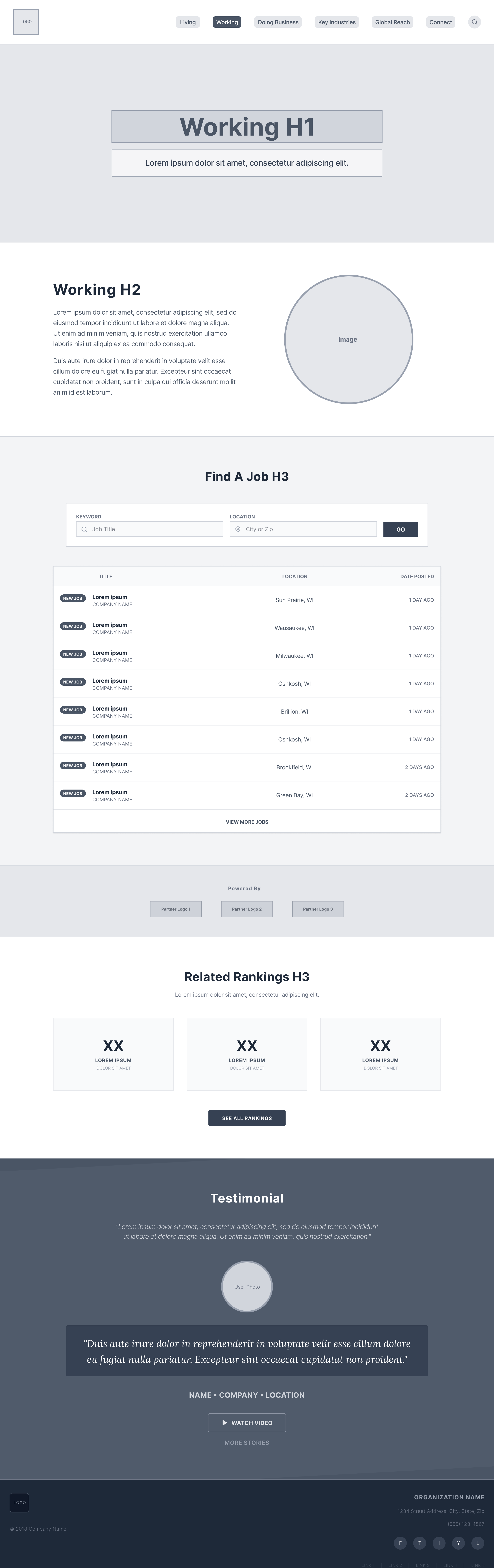 Careers search landing page for users exploring work opportunities in Wisconsin.