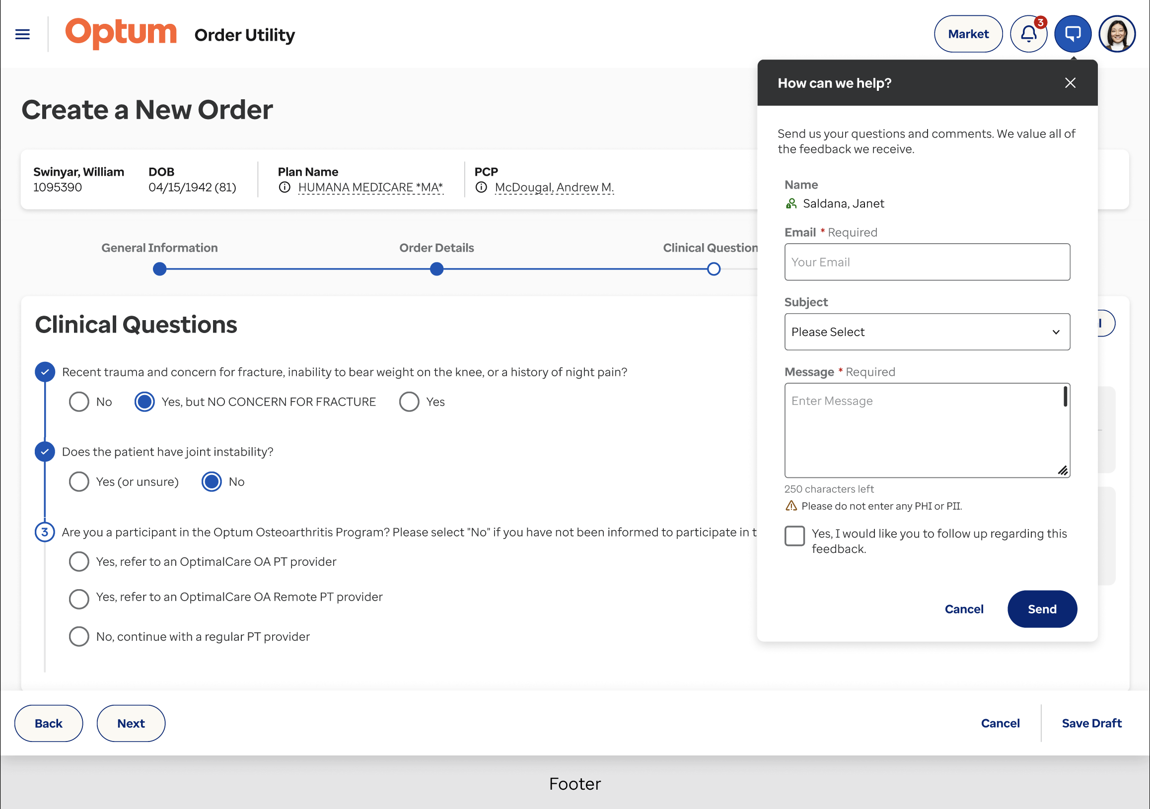 Contact Order Utility from Sticky Header