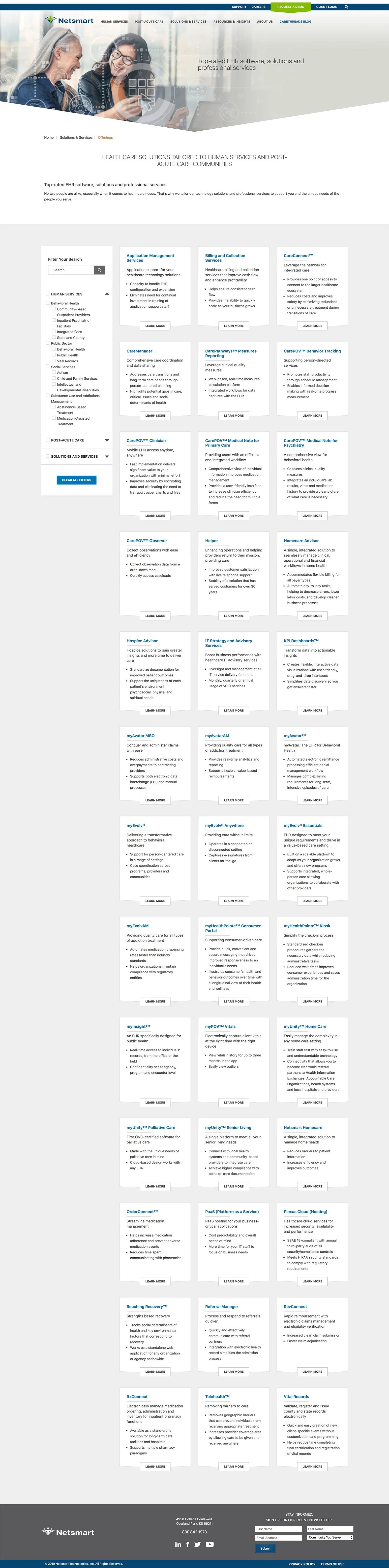 Full Service Product Offering Listing