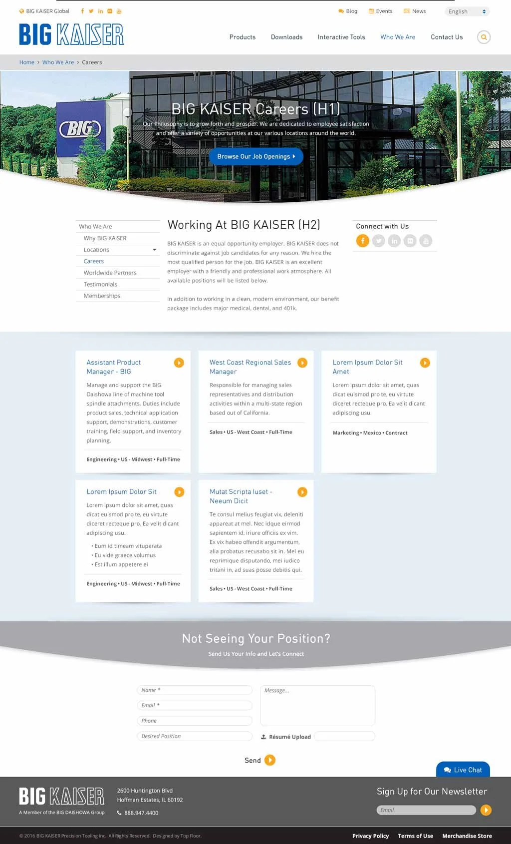 Open Jobs Listing Page