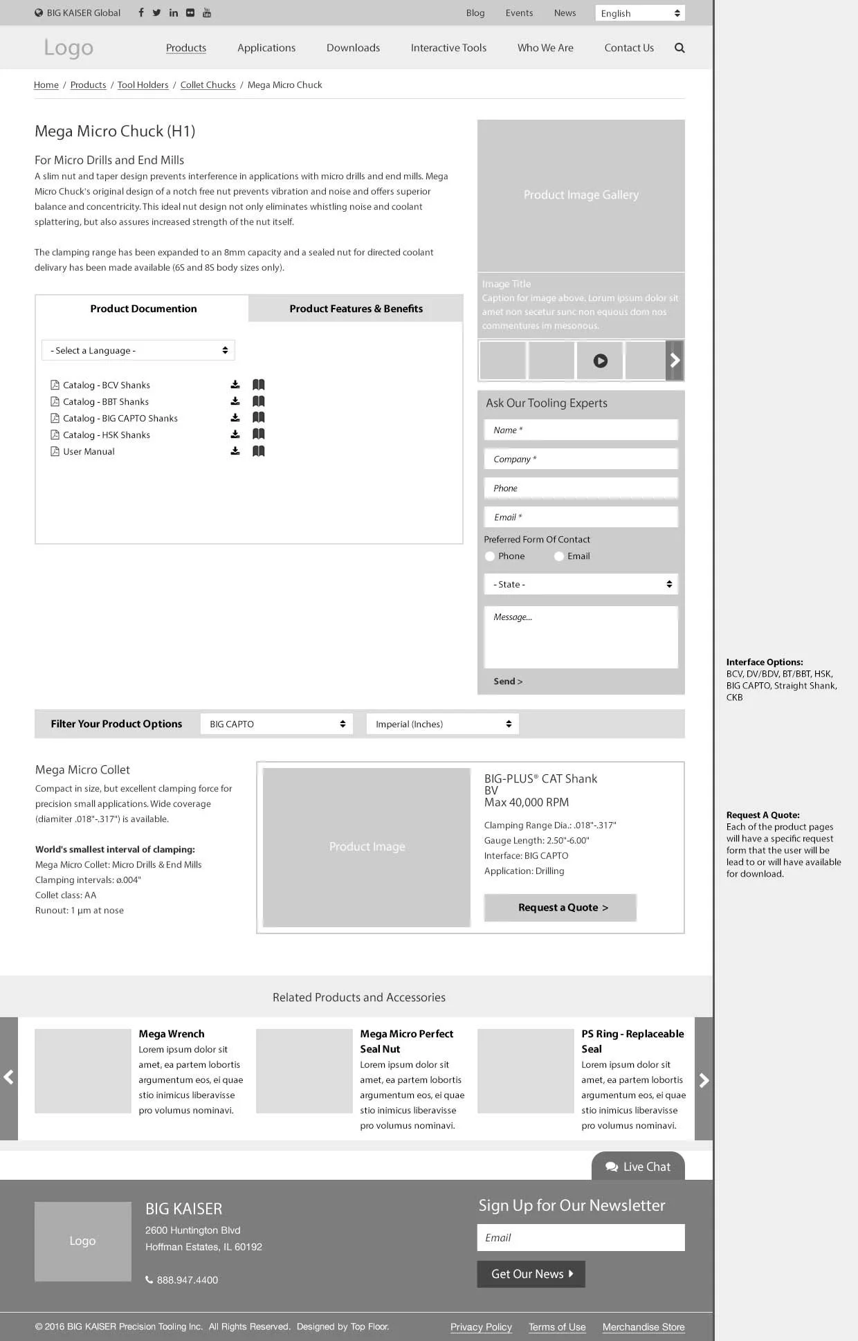Product Detail w/ Measurement Conversion (Wireframe)