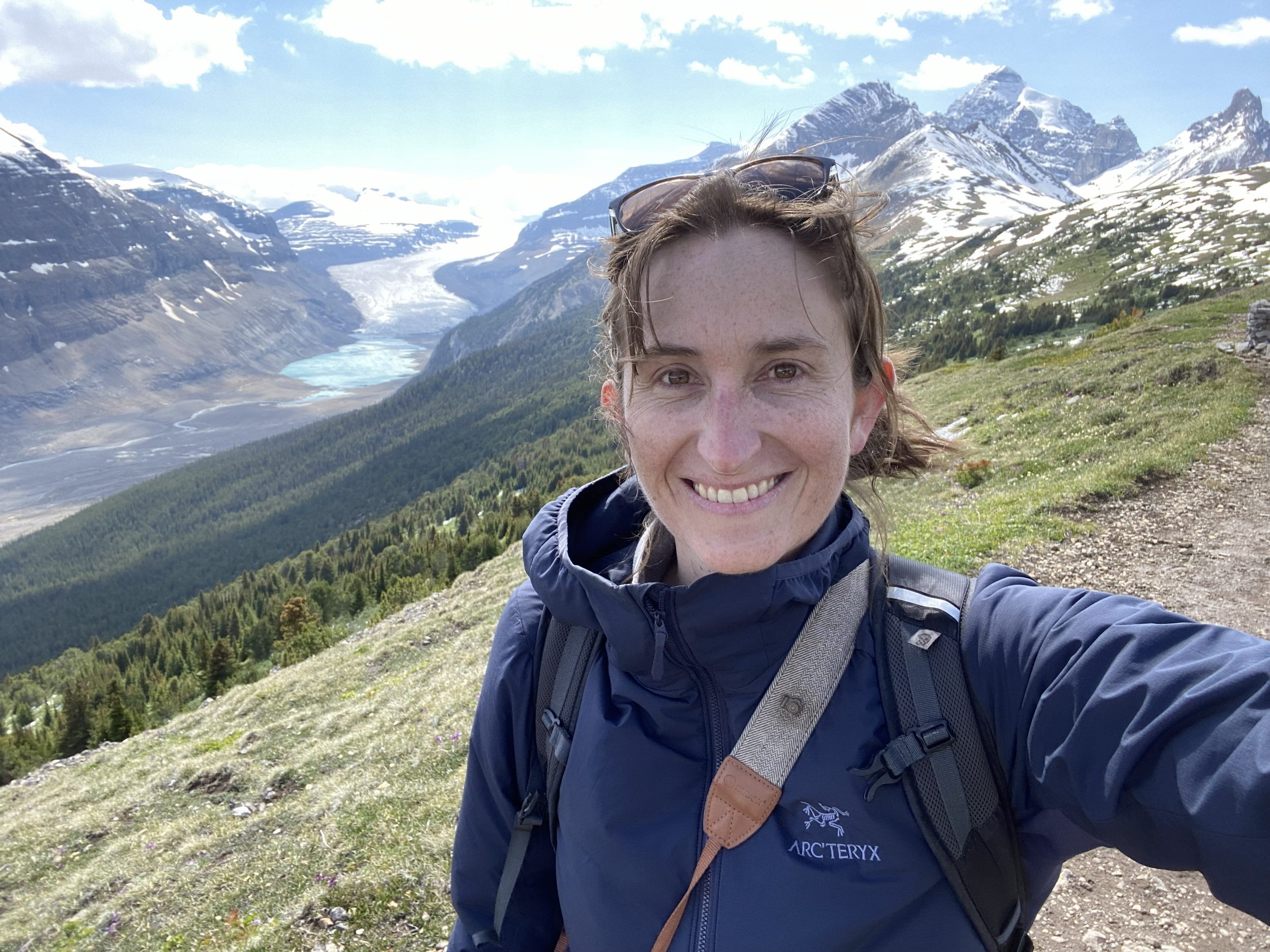 Emma Ertel in the mountains .