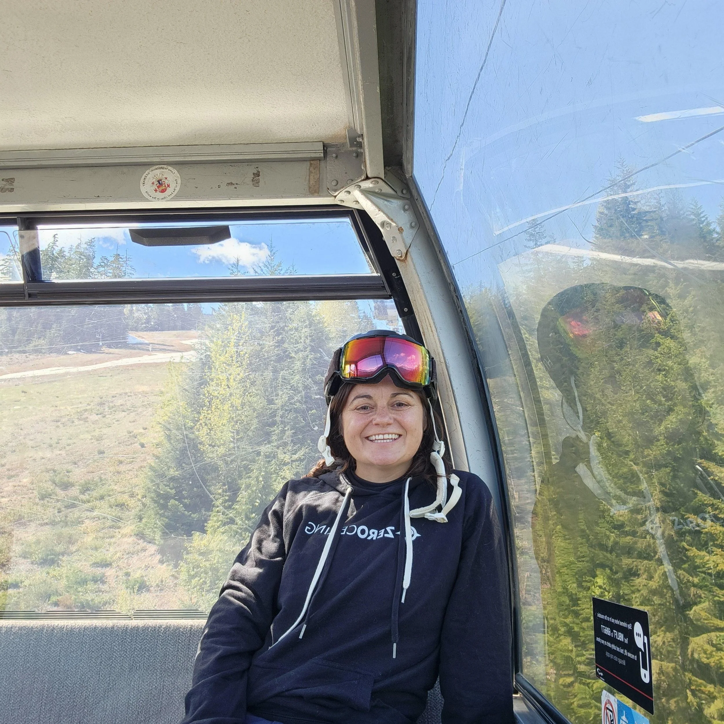 Emily Suckling smiling in a gondola.